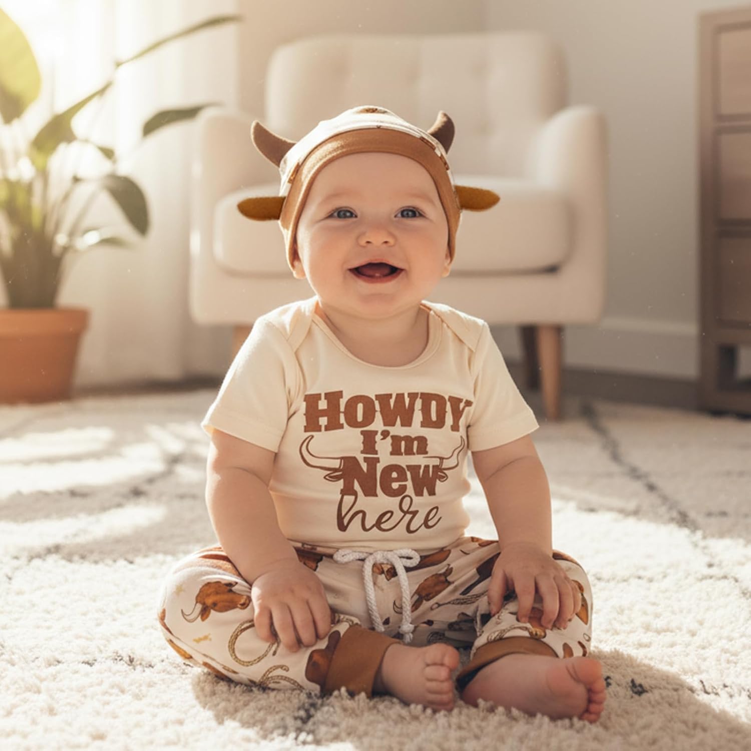 GOOCHEER Newborn Baby Boy Clothes Western Short Sleeve Romper Shirt Tops Pants Summer Spring Outfits Hat Set - Image 2