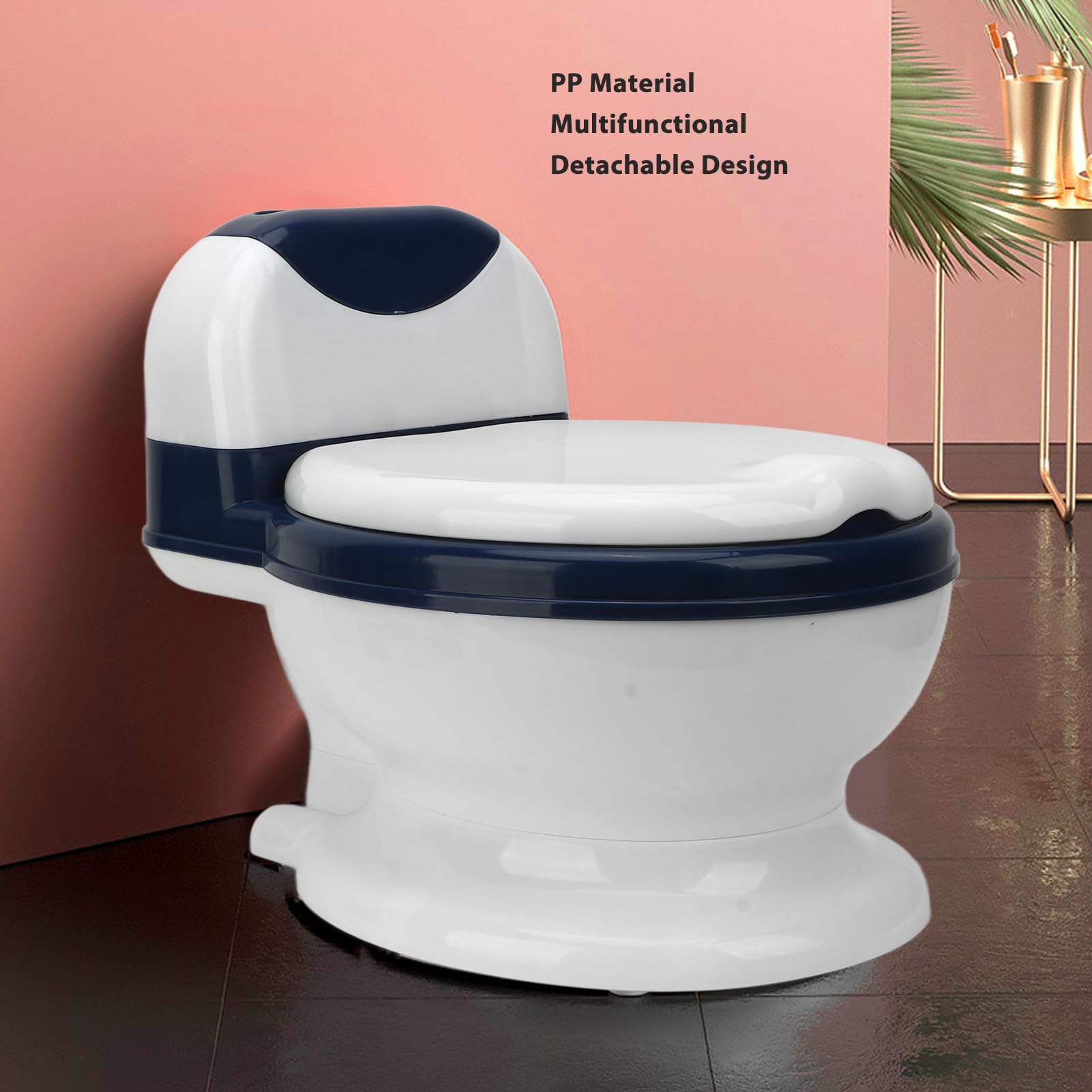 Luocute Orinal para Niños Pequeños, Inodoro de Entrenamiento con Sonido de Descarga Realista con Asiento Acolchado de PU Suave, Diseño Desmontable para una Fácil Limpieza, para Ni (Azul Blanco)