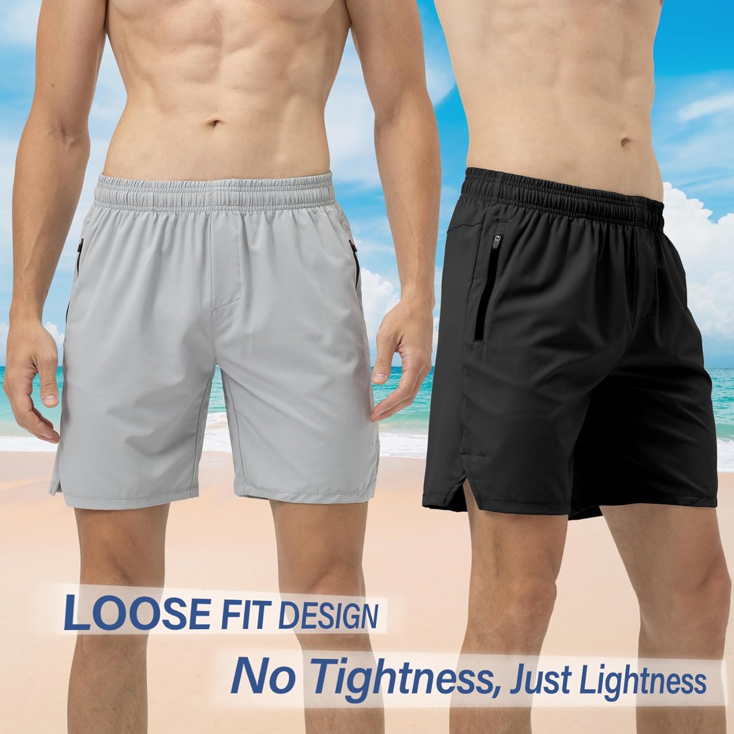 Mens Athletic Running Shorts 3 Pack Quick Dry Gym Workout Sports Pajama Shorts for Men with Zipper Pockets Drawstring - Image 6