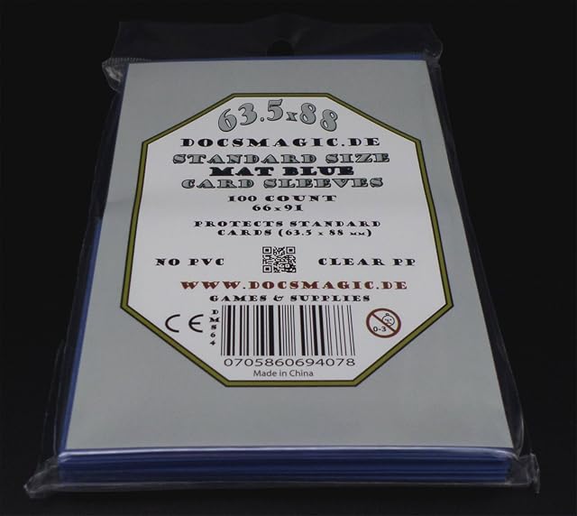 Foto 2 de 4 de docsmagic.de 100 Mat Blue Card Sleeves Standard Size 66 x 91 - Pochettes Bleu - PKM - MTG