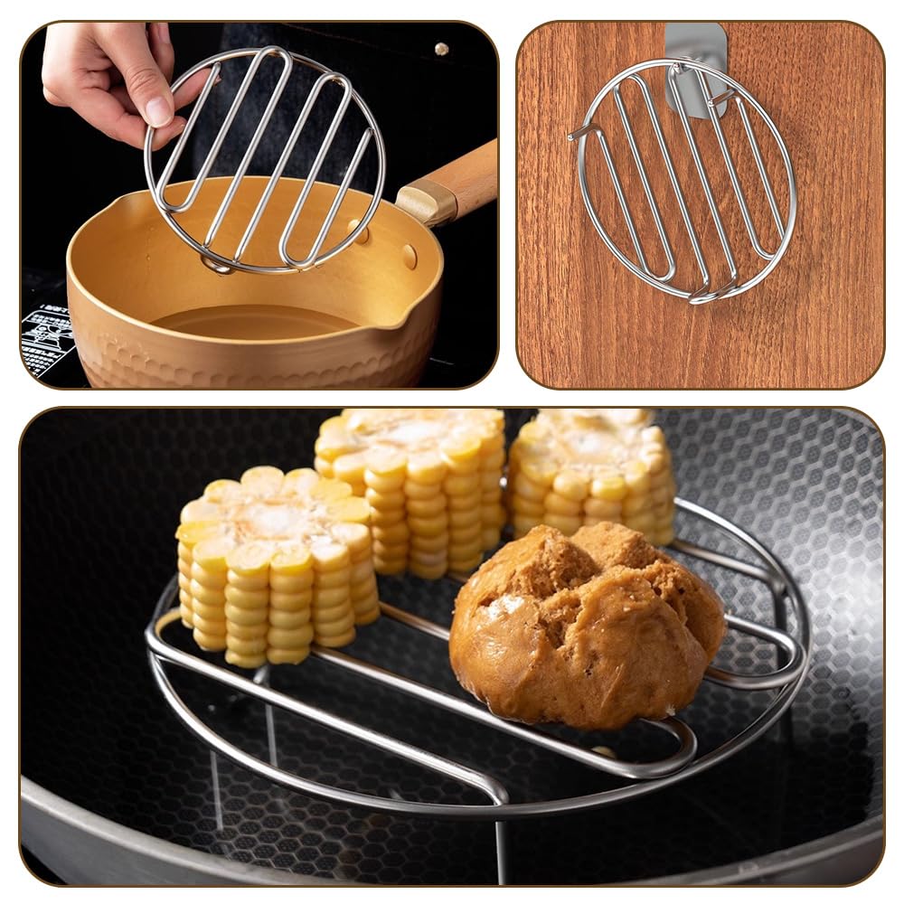 Grille de Refroidissement en Acier Inoxydable Rond 2 Pièces pour Cuisson et Rôtissage