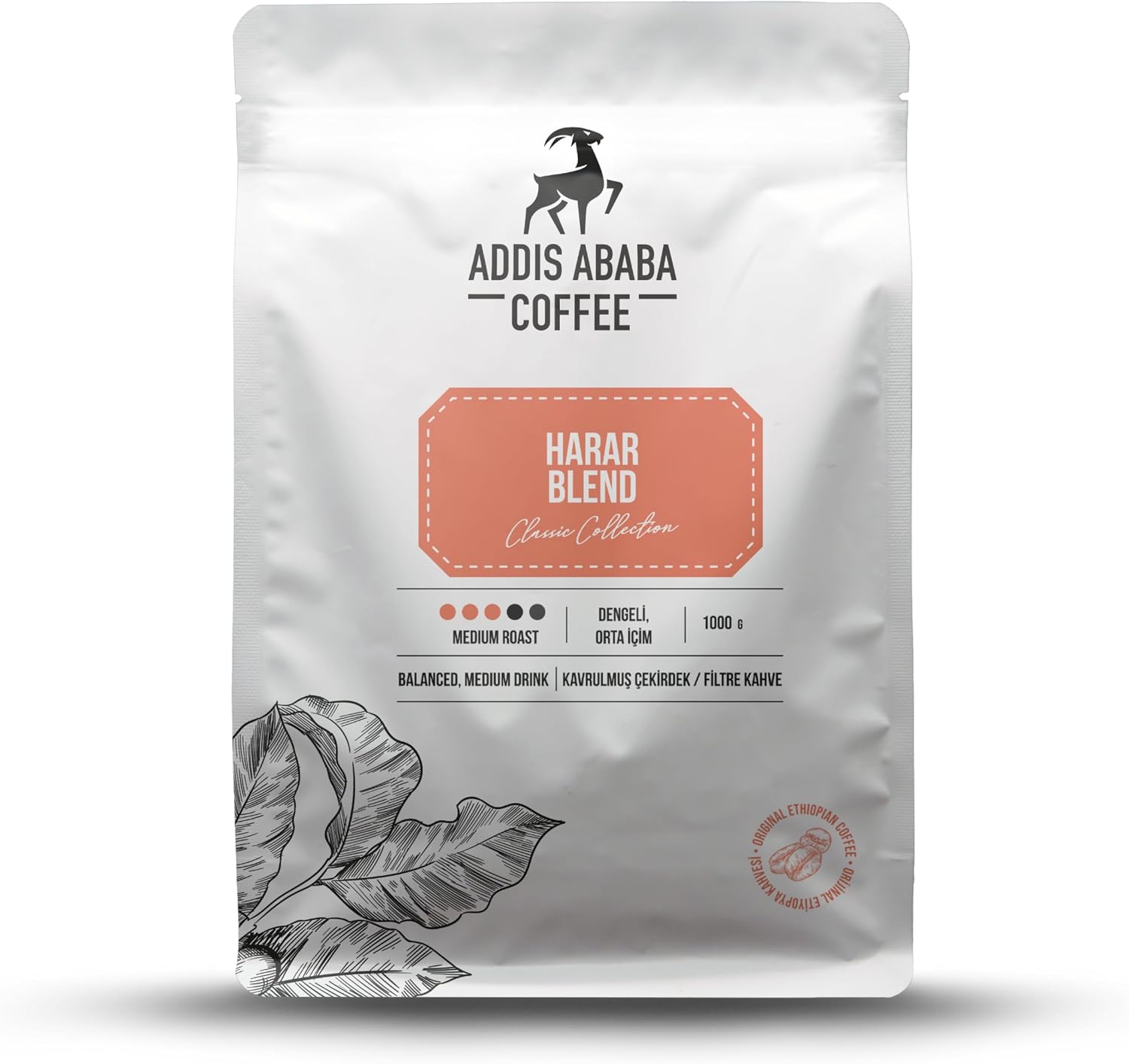 Addis Ababa Coffee - Harar Blend Coffee 1000 Gr. Milled Espresso