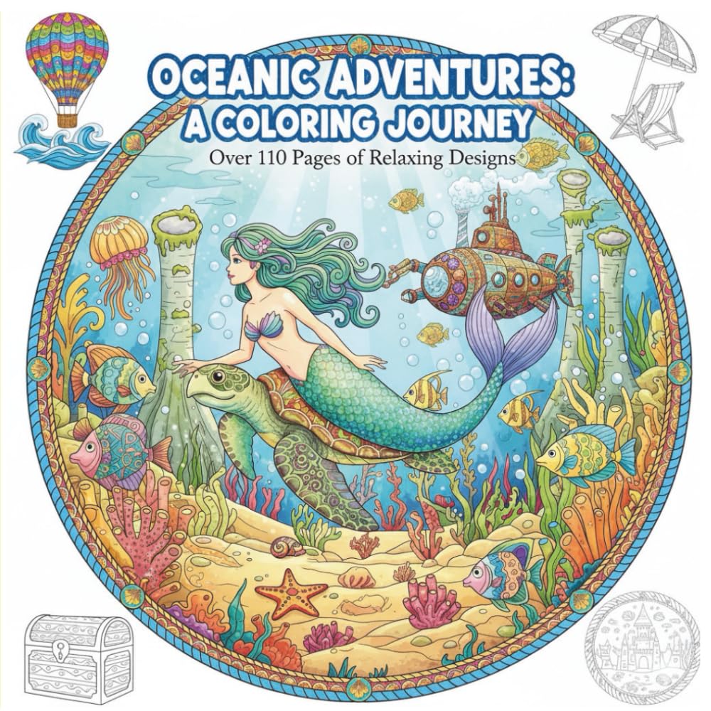 Oceanic adventures: A Coloring journey for Adults and Kids, Bold and Easy Designs for Relaxation with Sea Life