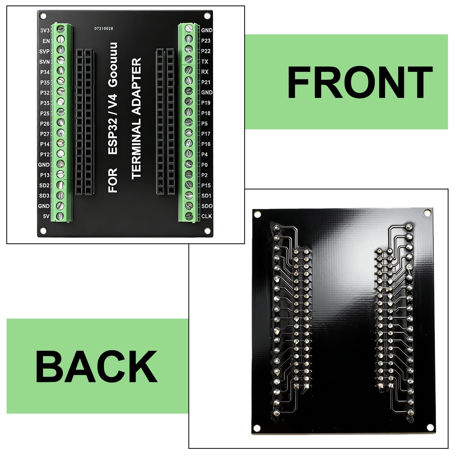 5 sztuk GPIO Breakout Board do płyty rozszerzającej ESP32-38-PIN 25 mm, płyta rozwojowa kompatybilna z modułem ESP-WROOM-32