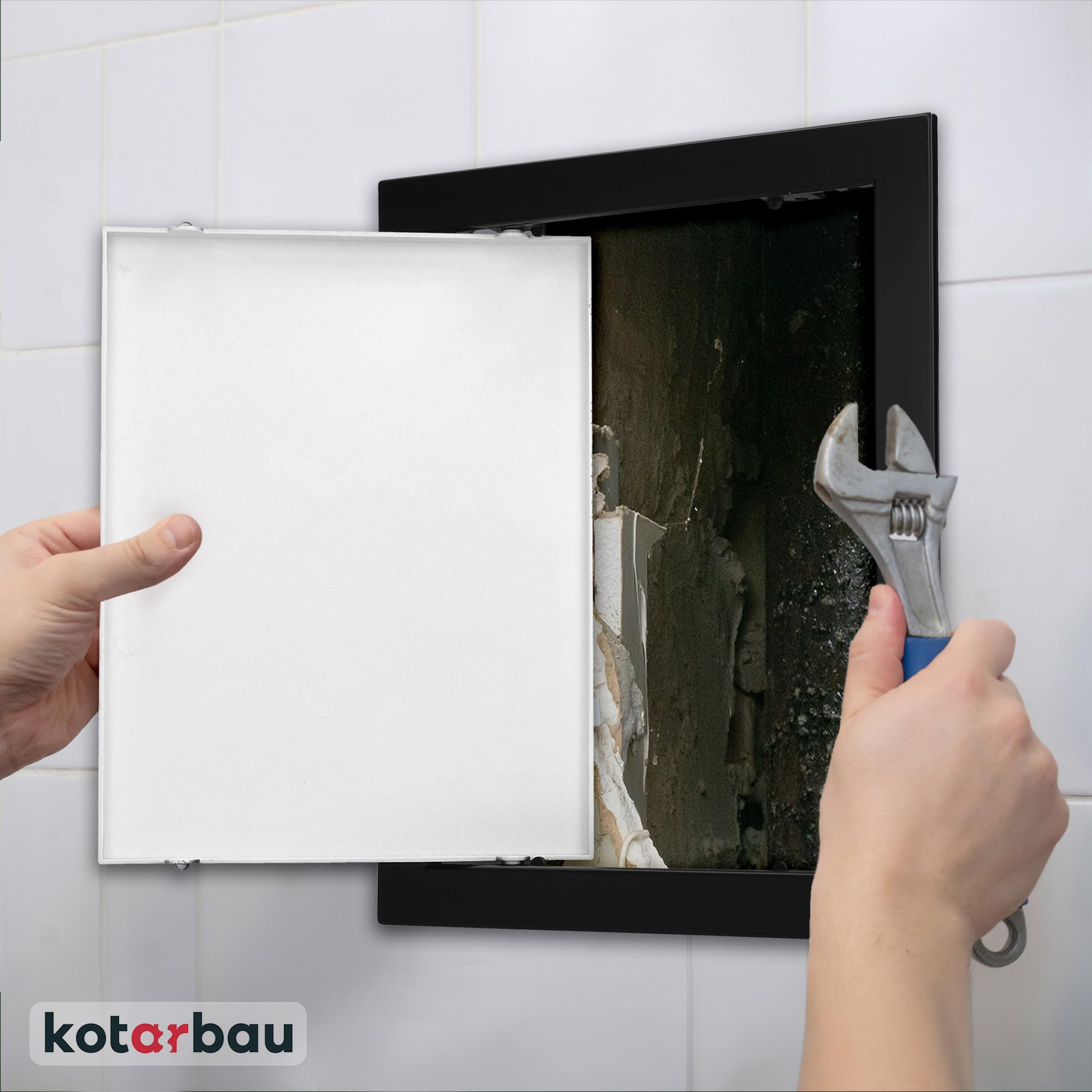 KOTARBAU® Puerta de revisión de 20 x 25 cm, para paneles de yeso, color negro, plástico, tapa de mantenimiento, tapa de revisión, tapa de servicio, puerta de revitalización