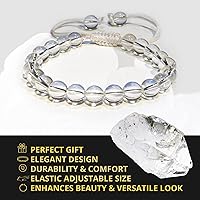 Vista 122 de Adjustable Crystal Bracelet – Gemstone Bead Bracelet with Adjustable Macrame String – Chic Gemstone Bracelet for Men and Women – 8mm Round Healing