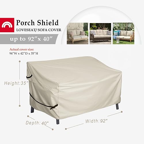 Miniatura 17 de Porch Shield Funda impermeable para sofá de asiento profundo para exteriores, funda de sofá para muebles de patio, 79 pulgadas de ancho x 40 Negro