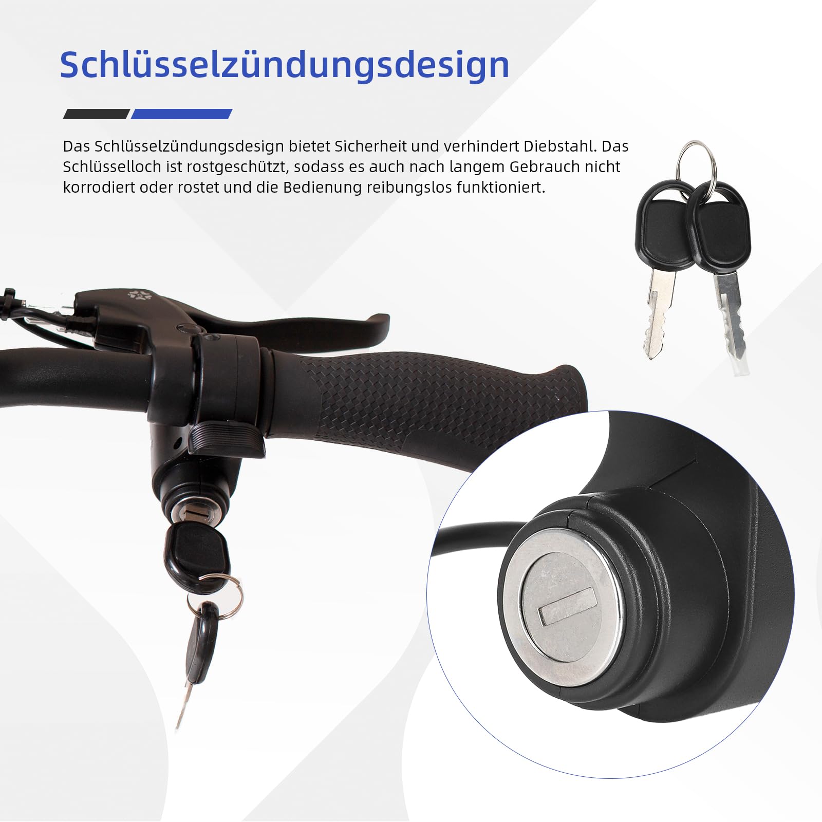 ulip Cerradura de puerta para scooter eléctrico Kukirin G2 Max, G2 Pro, G2 Pro DB, 5 pines, interruptor de arranque, acelerador con cerraduras — view 5