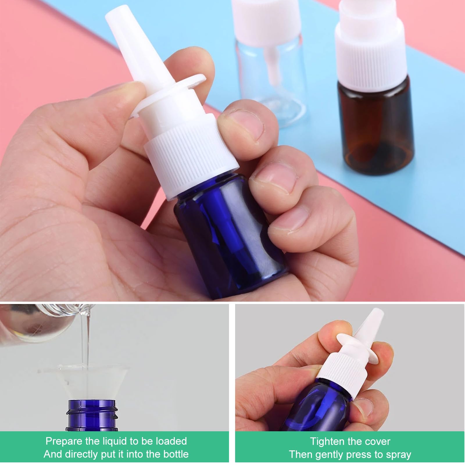 ZHWKMYP Nasensprühflaschen 6er Set – 20 Ml, Glas, Mit Feinem Nebel, Nachfüllbar Inkl. Trichter & Etiketten