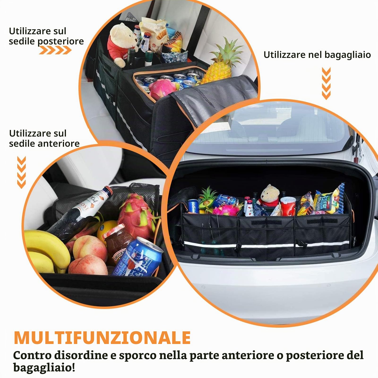Organizer per bagagliaio dell'auto, con coperchio, pieghevole, per bagagliaio dell'auto, 30 x 35 x 88 cm