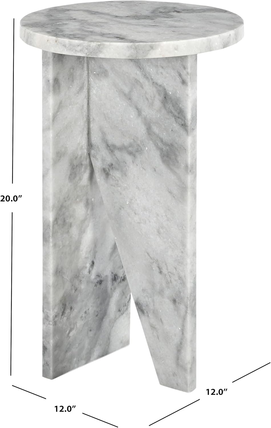 SAFAVIEH Couture Collection Devlin White Marble Drink Table (Fully Assembled)