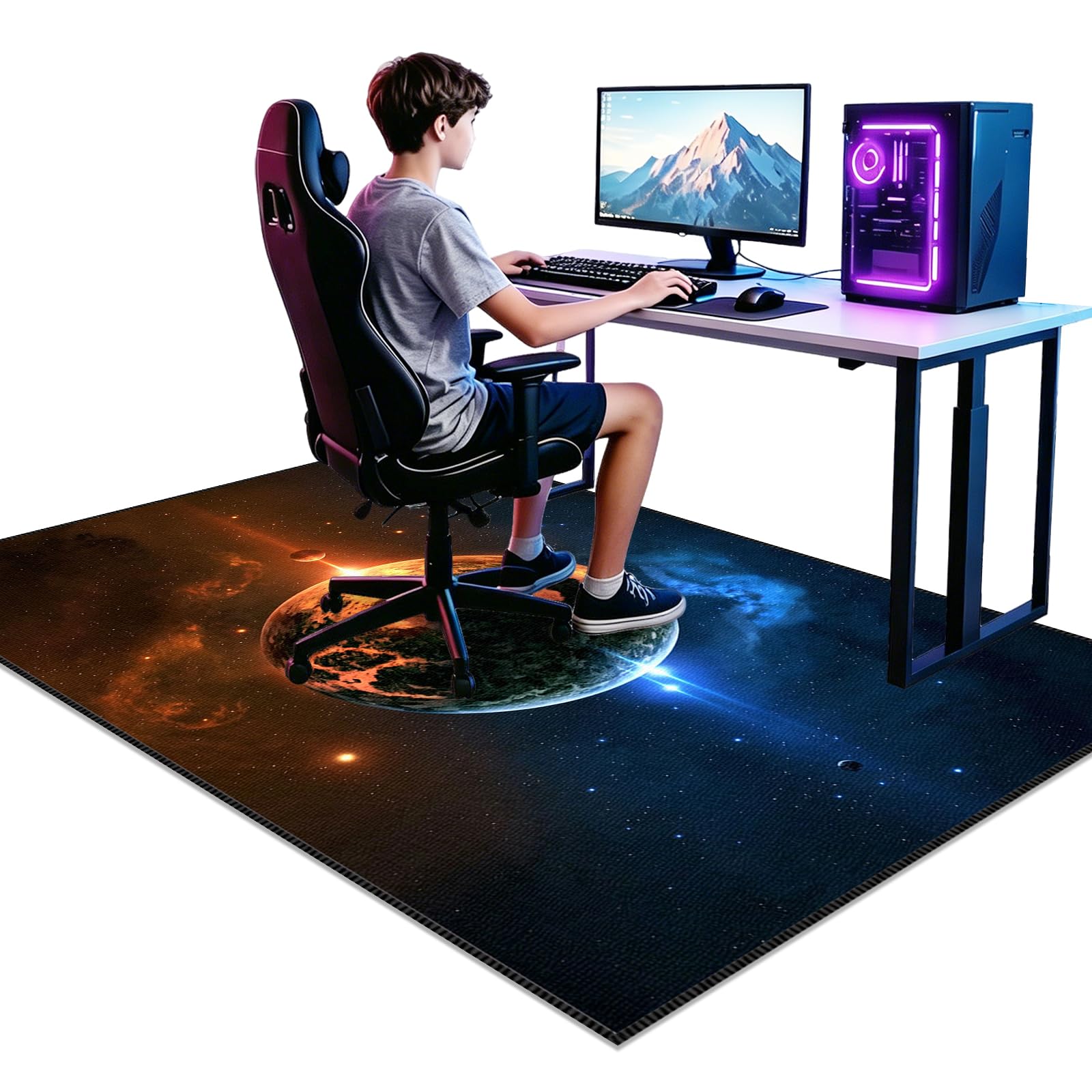 Voxirum Gaming Rugs Gift, Gaming Area Rug for Boys Bedroom 90 x 130cm Room Decor for Game Players, Anti-Slip Game Carpets for Player Living Room Mat Decorative, Non-Slip Boy Rug, Gaming Area Rugs
