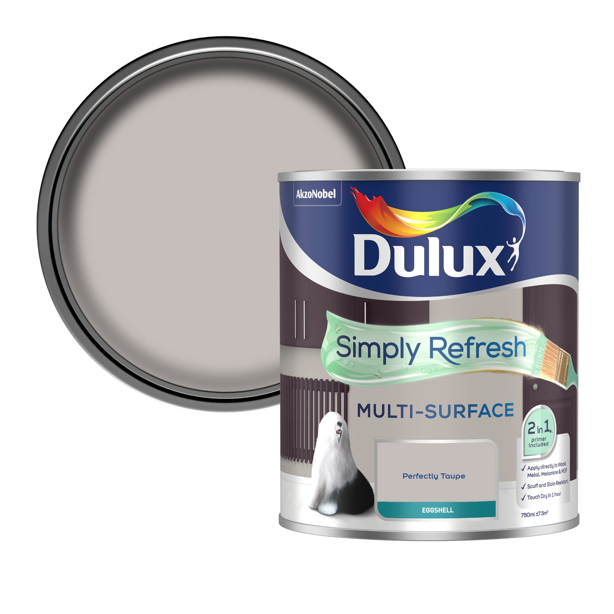 Dulux Simply Refresh Perfectly Taupe Eggshell Multi-Surface Emulsion Paint, 750Ml