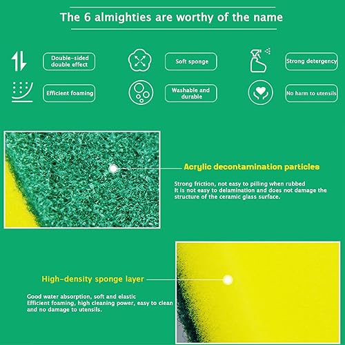 Miniatura 4 de Paquete de 30 esponjas de limpieza de cocina, esponja facial doble, esponja ecológica antiarañazos, esponja de limpieza multiusos súper absorbente,