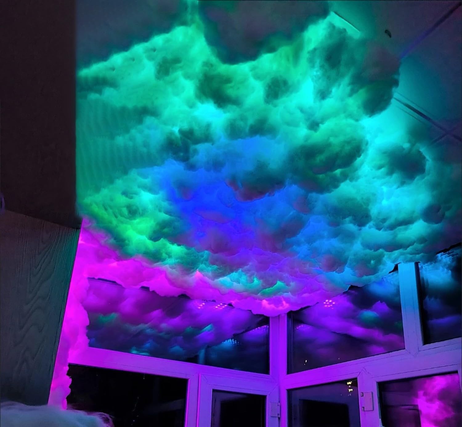 Nube De Tormenta 3D,Kit De Iluminación Nocturna Creativa Multicolor con Sincronización De Música,Control por Aplicación,Decoración De Techo para Fiesta, Sala De Juegos,Decoración De Nubes
