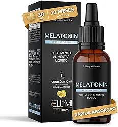 Melatonina em Gotas Sublingual 0,21mg por Gota ELLYM NUTRITION 30ml Sabor Maracujá Rápida Absorção Efeito Imediato