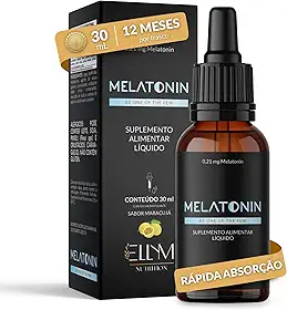 Melatonina em Gotas Sublingual 0,21mg por Gota ELLYM NUTRITION 30ml Sabor Maracujá Rápida Absorção Efeito Imediato