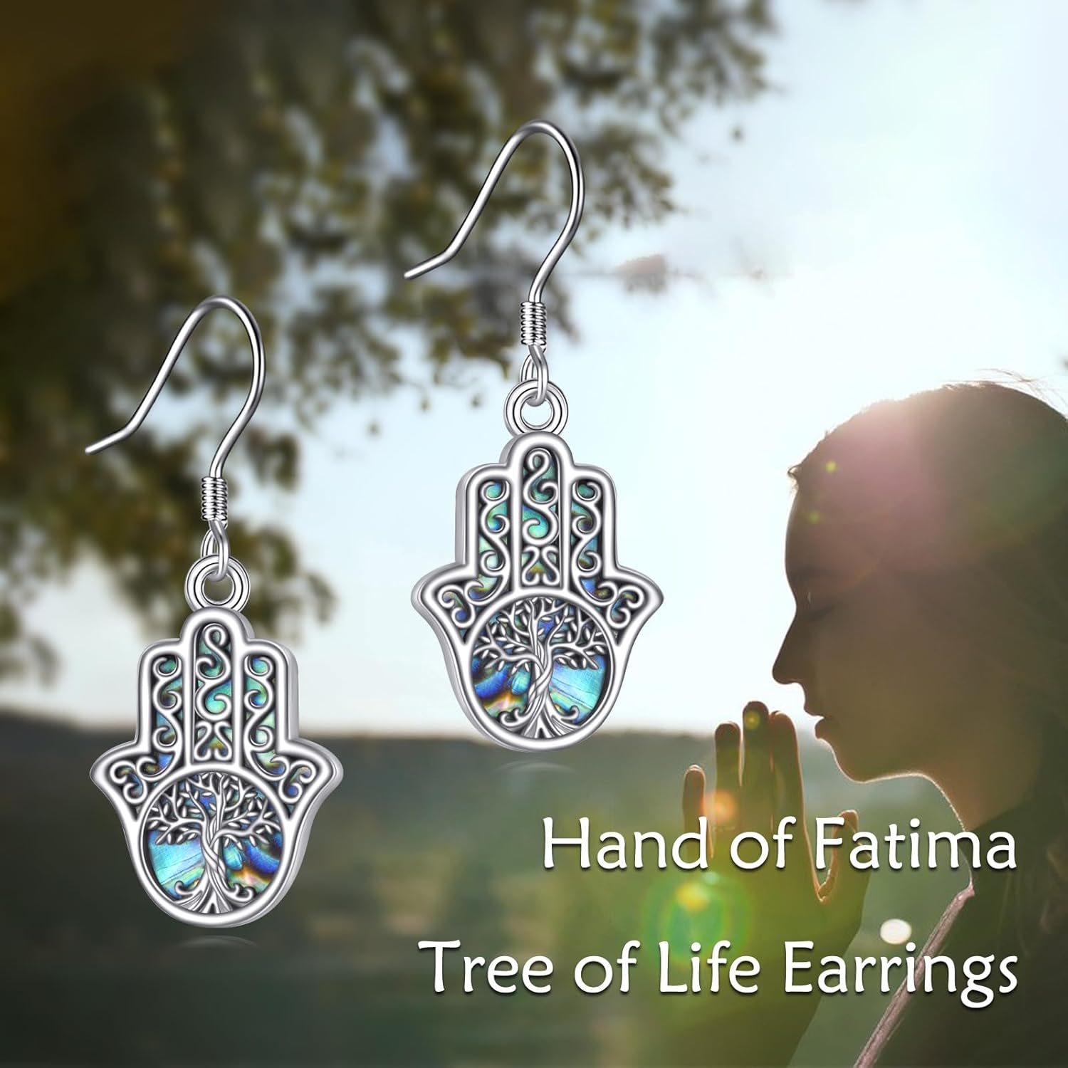URONE Hamsa Hand Earrings 925 Sterling Silver Hand of Fatima Earrings Dangle Hamsa Jewelry Gift for Women - Image 6