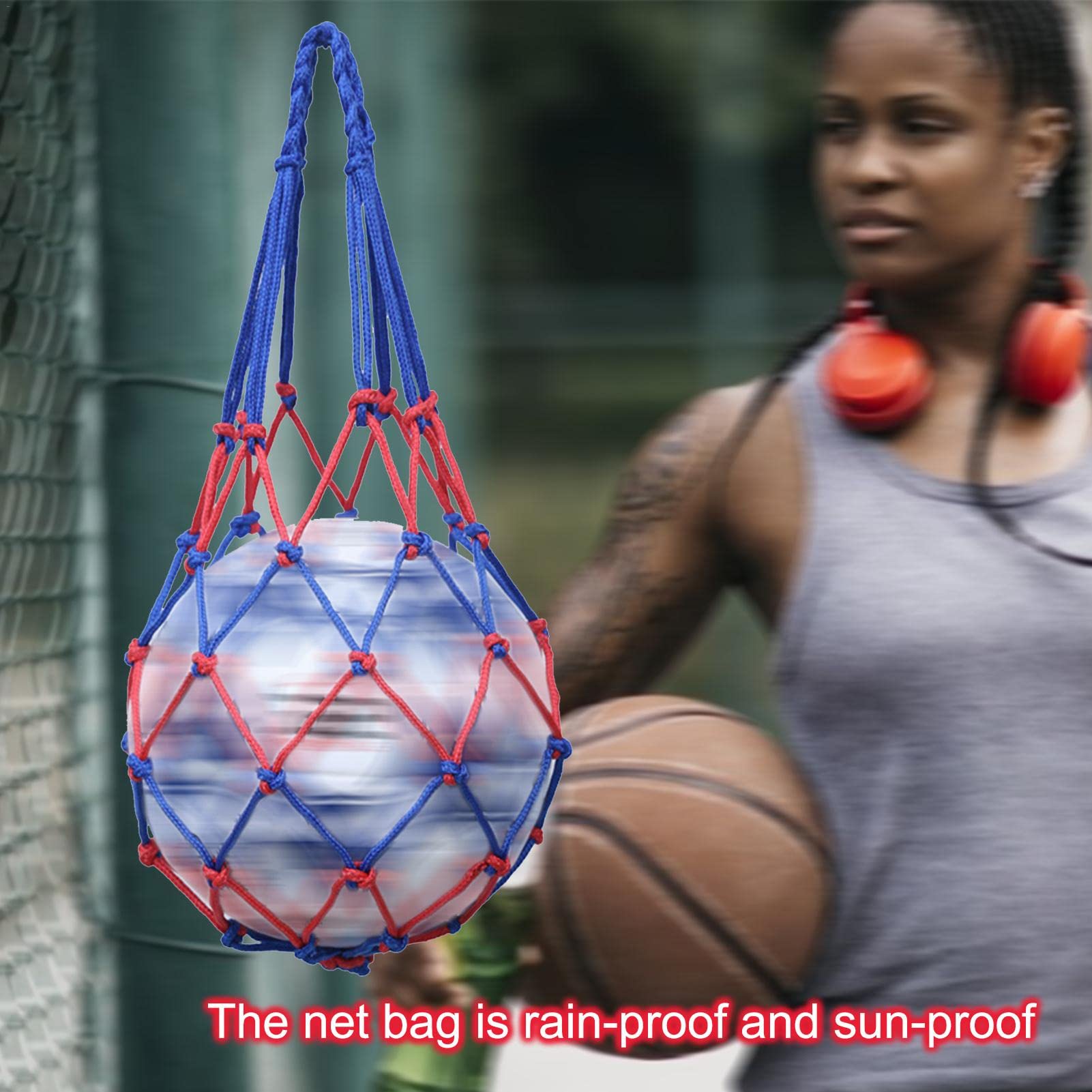 Sacca Rete Portapalloni Sportivi - Con Moschettone, Per Basket, Calcio, Pallavolo, Portatile E Riutilizzabile