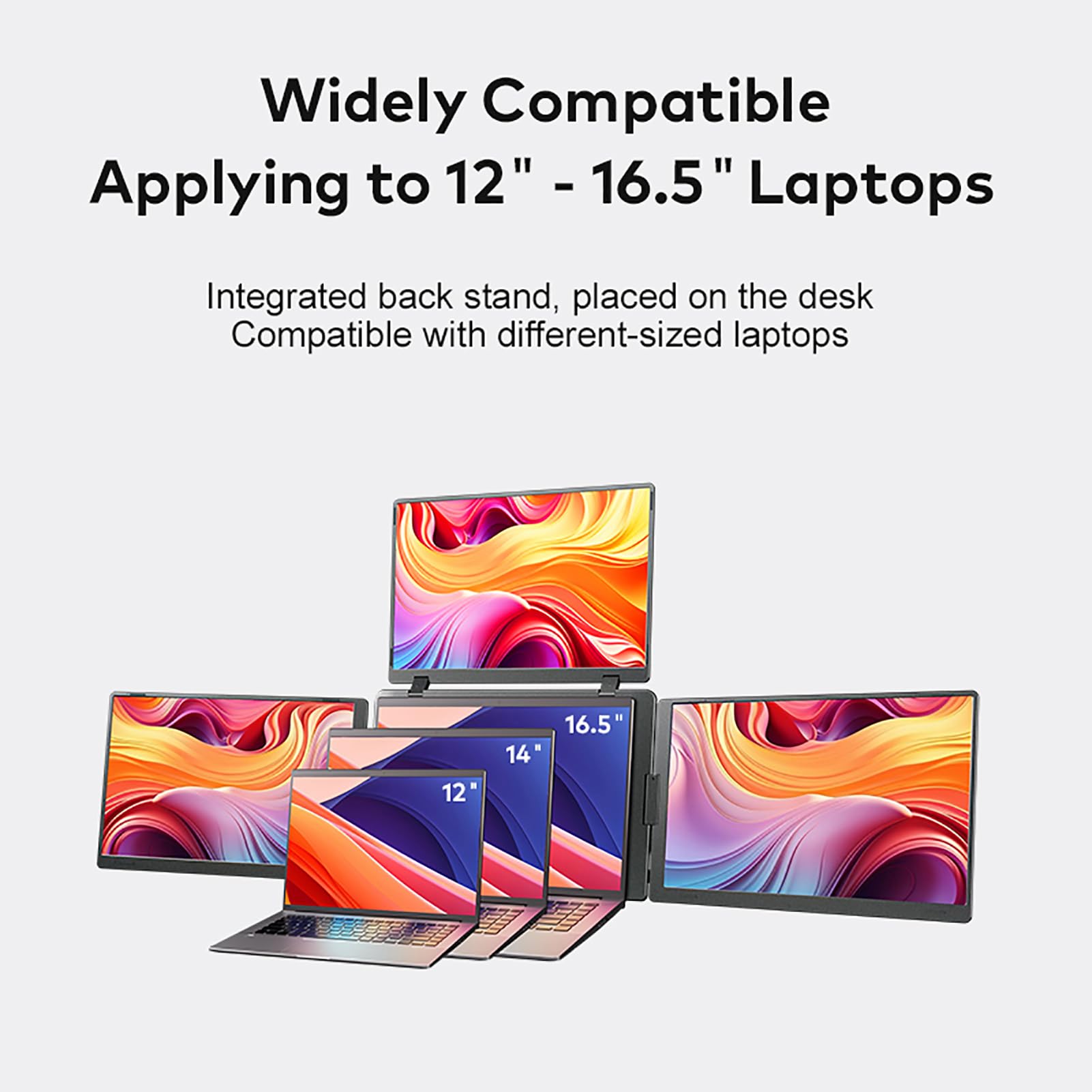 Monitor Portatile Triplo da 14" per Laptop, 1920x1200 IPS, Plug & Play, Monitor Quadruplo Extender a 3 Schermi per Laptop da 12-16,5", per 10 11, Mac (Spina europea)