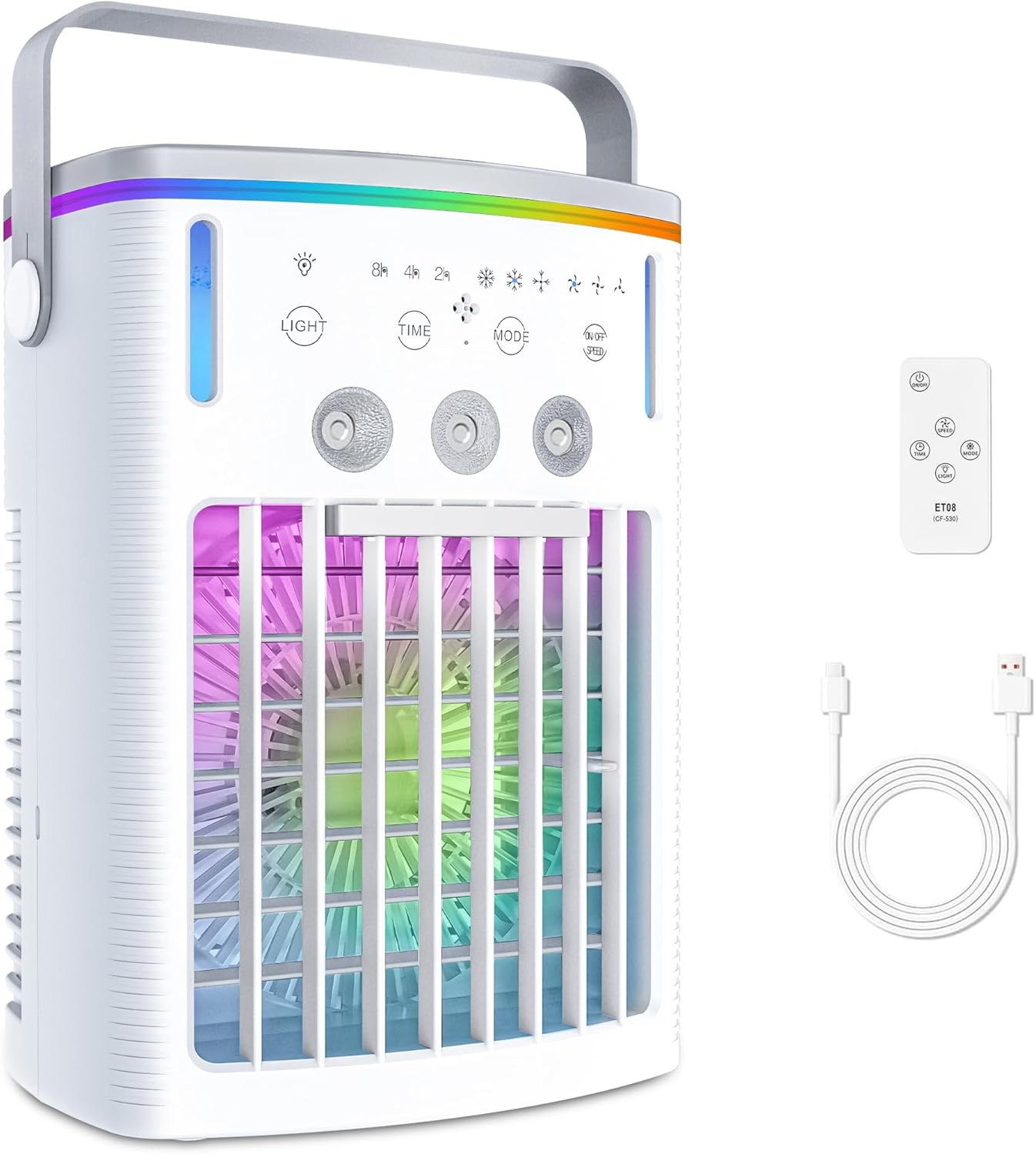 2100RPM Quiet Brushless Motor Portable Air Conditioners,4-in-1 Evaporative Air Cooler with Remote,3 Speeds&Mist,2-8H Timer,1000ml XL Water Tank,Night Light - Portable AC for Bedroom,Office,Camping