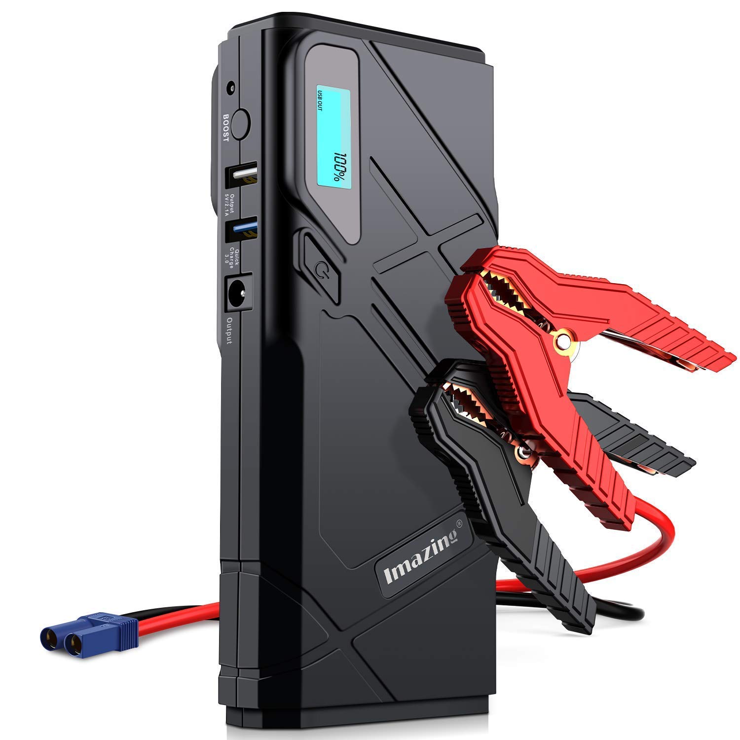 Imazing Portable Car Jump Starter - 1500A Peak (Up to 8L Gas or 6L Diesel Engine) 12V Auto Battery Booster Portable Power Pack with Car Portable Battery Jump Leads