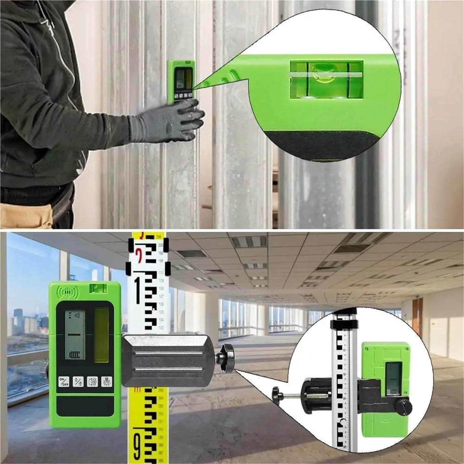 Nivel láser, Receptor Láser Para Detector De Haz Verde Y Rojo Para Láseres Línea Pulsantes Pantallas LCD Con Iluminación Trasera Dos Lados,para carpintería