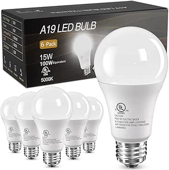TJOY 6 Pack A19 LED Light Bulbs,100 Watt Equivalent 5000K Daylight White