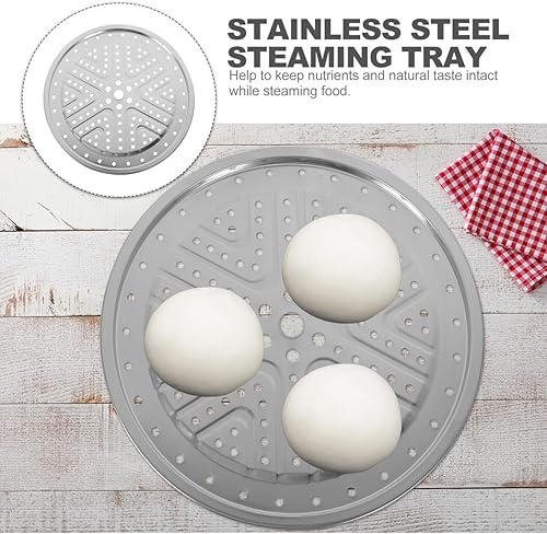 Miniatura 4 de Hemoton Bandeja de vapor de acero inoxidable de 11.8 pulgadas, placa de vapor plana para olla a presión, vaporizador de cocina para cocinar de grado