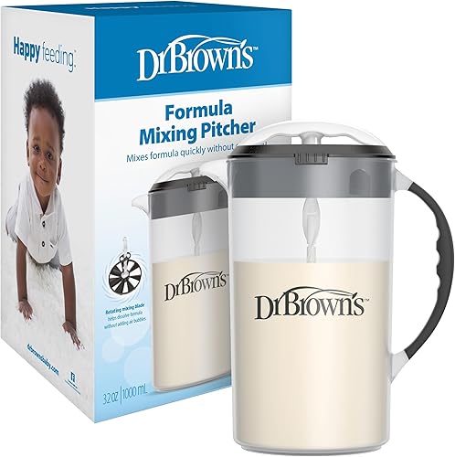Miniatura 13 de Jarra mezcladora de fórmula para bebés de Dr. Brown's con tapón ajustable, tapa con cierre y boquilla antigoteo, gris, libre de BPA, 36 oz