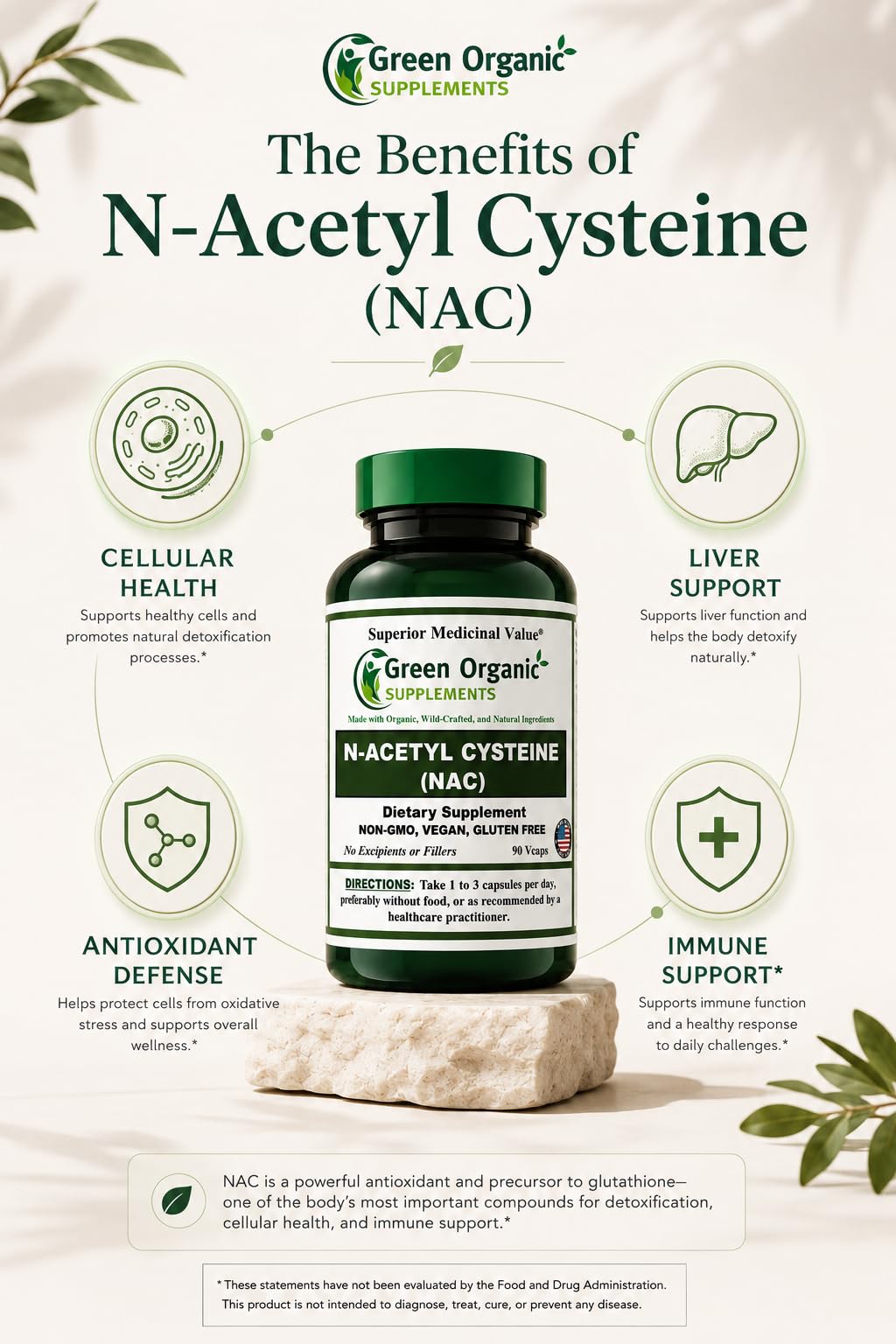 nac vs glutathione supplementation benefits Amazon.com: Green Organic Supplements N-Acetyl Cysteine (NAC) 700mg |  Supports Glutathione Production, Antioxidant Activity & Cellular Health |  90 Vegan Capsules