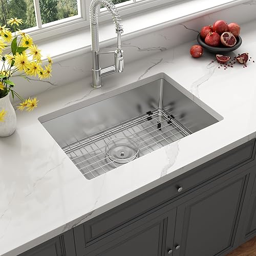 Miniatura 2 de Fregadero de cocina de acero inoxidable de 23 x 16 pulgadas, fregadero de cocina de acero inoxidable de calibre 18 con coladores y faja inferior