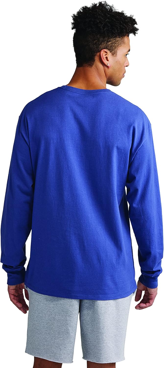 Champion Men's Classic Long Sleeve Tee, Arm Script : Sports & Outdoors