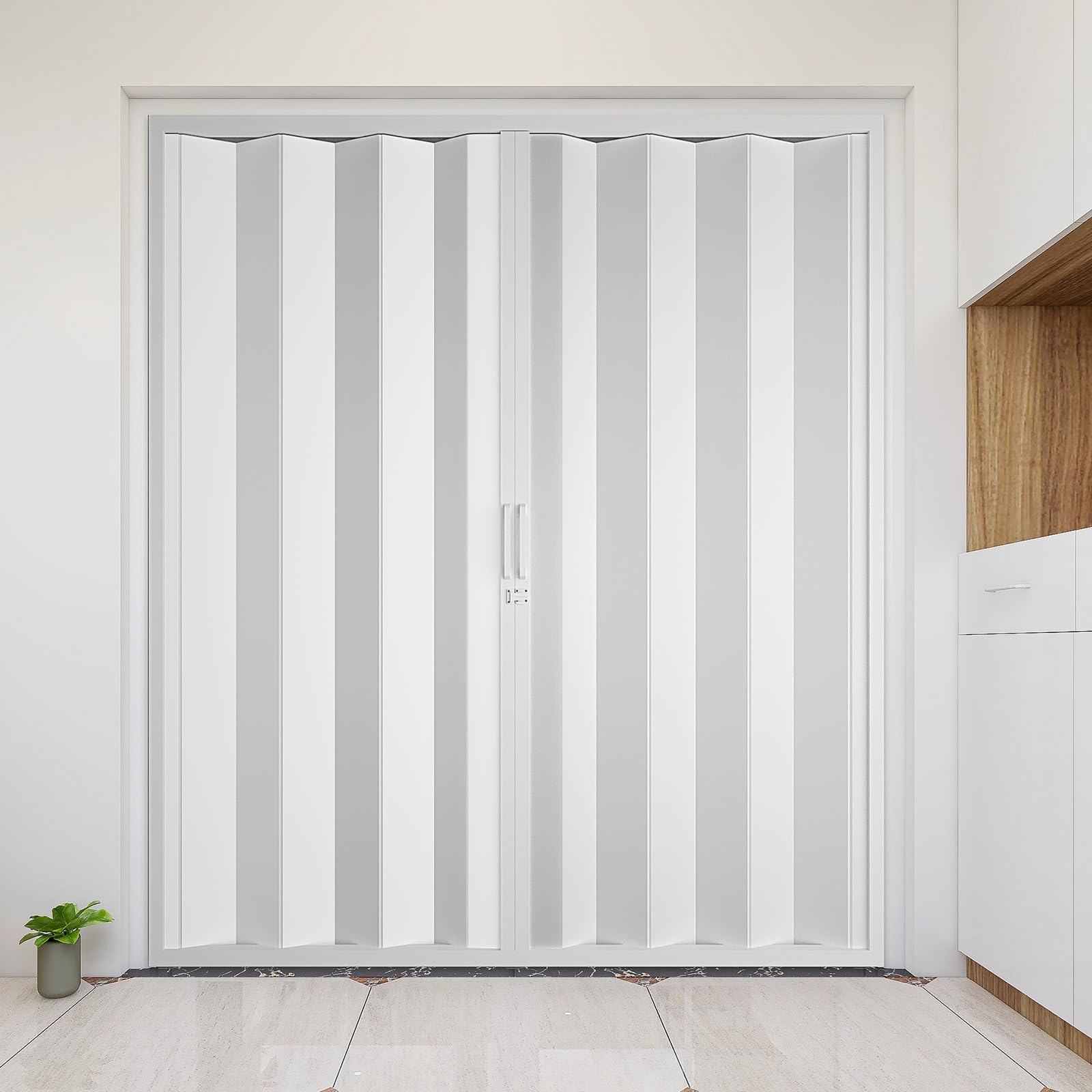 NeatiEase Accordion Door 72x80, Portable Interior PVC Folding Door