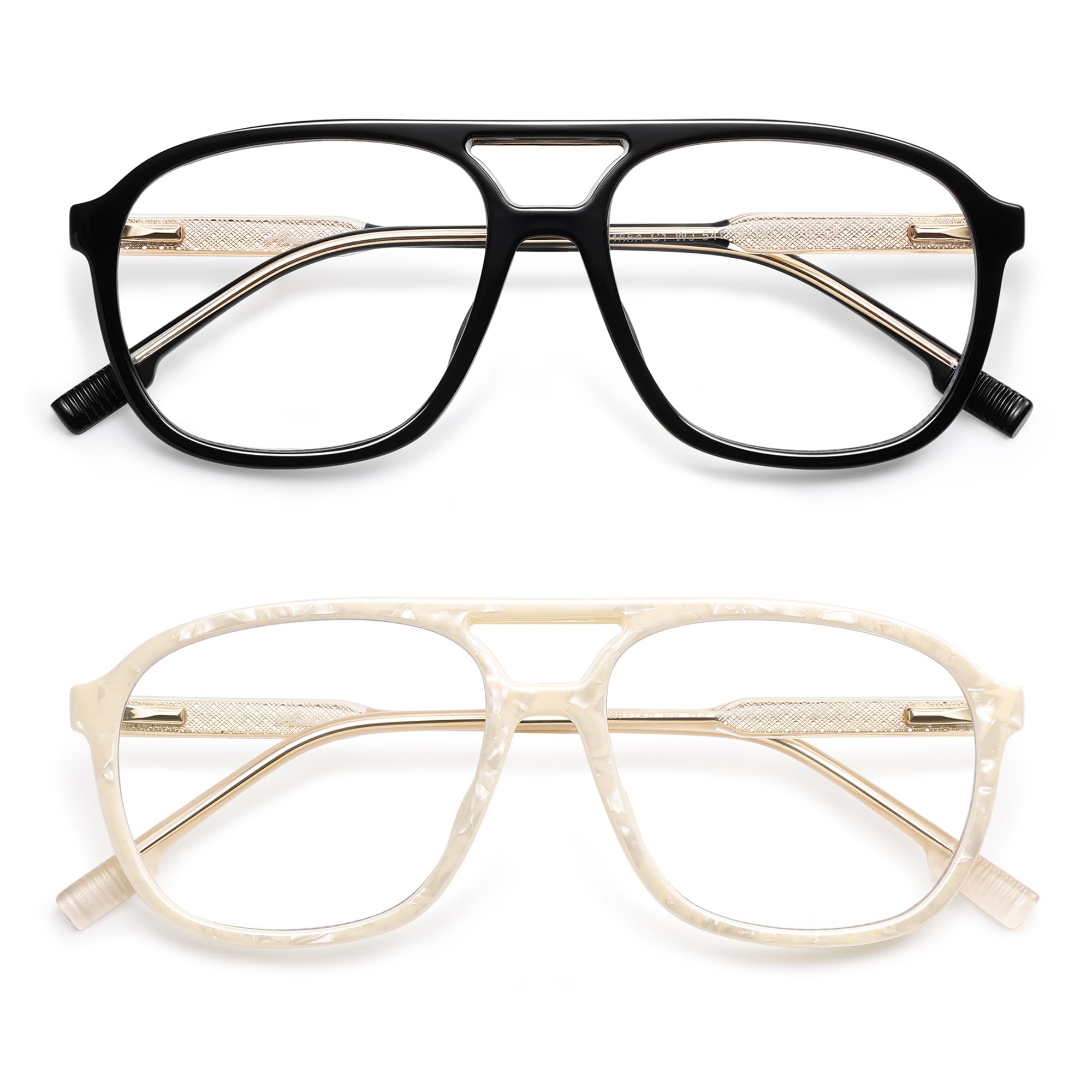 AMOMOMA Retro Blue Light Aviator Reading Glasses for Women Men,Vintage Square Computer Reader Frame 2.0 1.5 AM6112