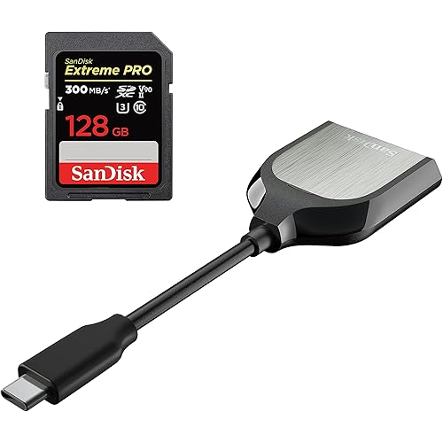 SanDisk 128GB Extreme PRO SDXC UHS-II Memory Card with SanDisk Extreme PRO SD UHS-II USB-C Reader