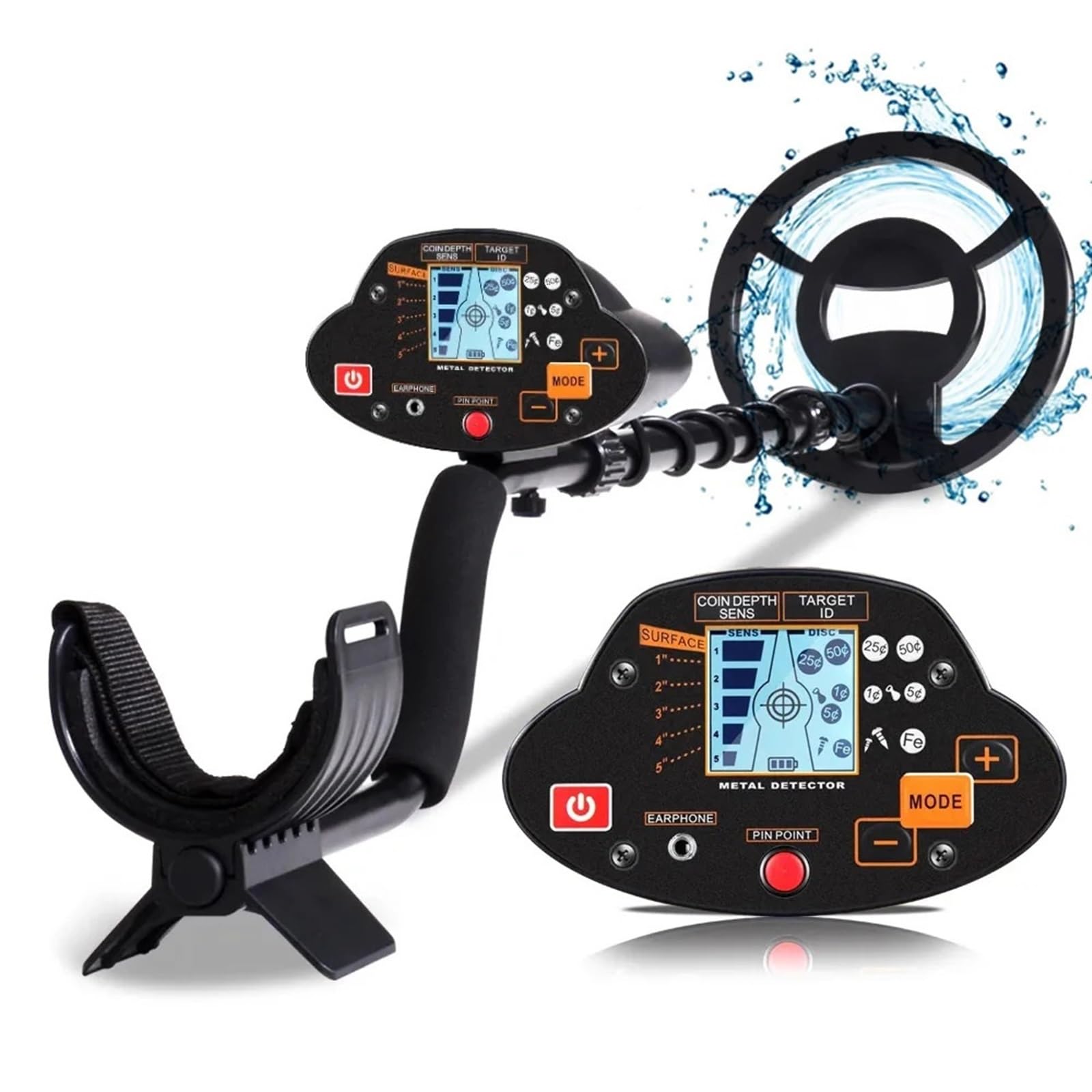 JVDDI High Sensitivity Underground Metal Detector LCD Display Pinpoint Function Waterproof Search Coil