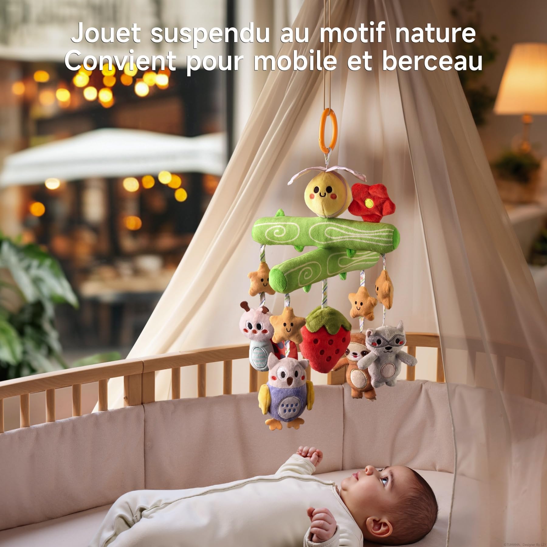 TUMAMA KIDS Jouet Bebe 0 3 6 mois, Peluche Bebe Hochet Jeux abeille avec grincement, tintement, Jouet Eveil Cadeau Sensoriel Bébé Poussette Gym Berceau Jouet à Suspendre
