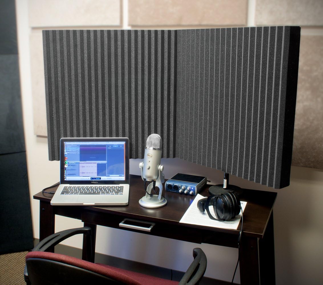 Auralex Acoustics DeskMAX Stand-mounted Portable Acoustic Treatment Panels for Podcasting and Voiceovers