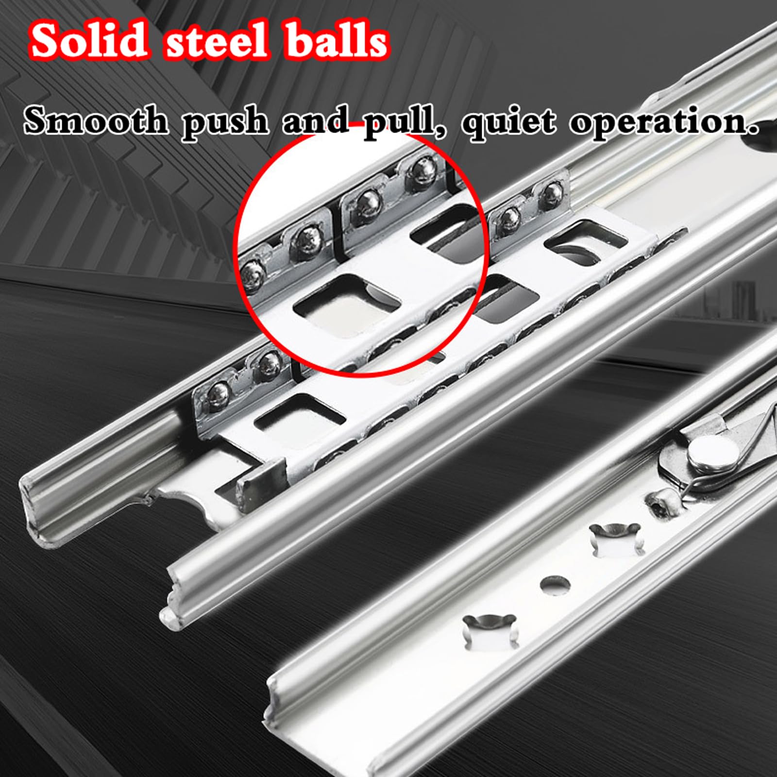 Heavy Duty Cassetti Runners, Guide for cassetti Chiusura ad estrazione totale laterale Montaggio Argento 250-1000 mm 2 Pz(500mm)