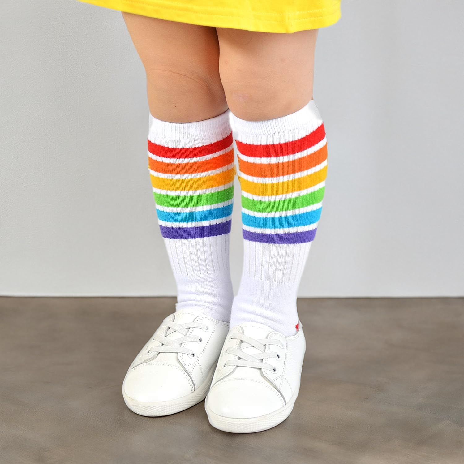 EPEIUS Baby Girl Rainbow Striped Knee High Socks Non-Slip Uniform Tube Stockings Soccer Socks for Toddler and Child - Image 8