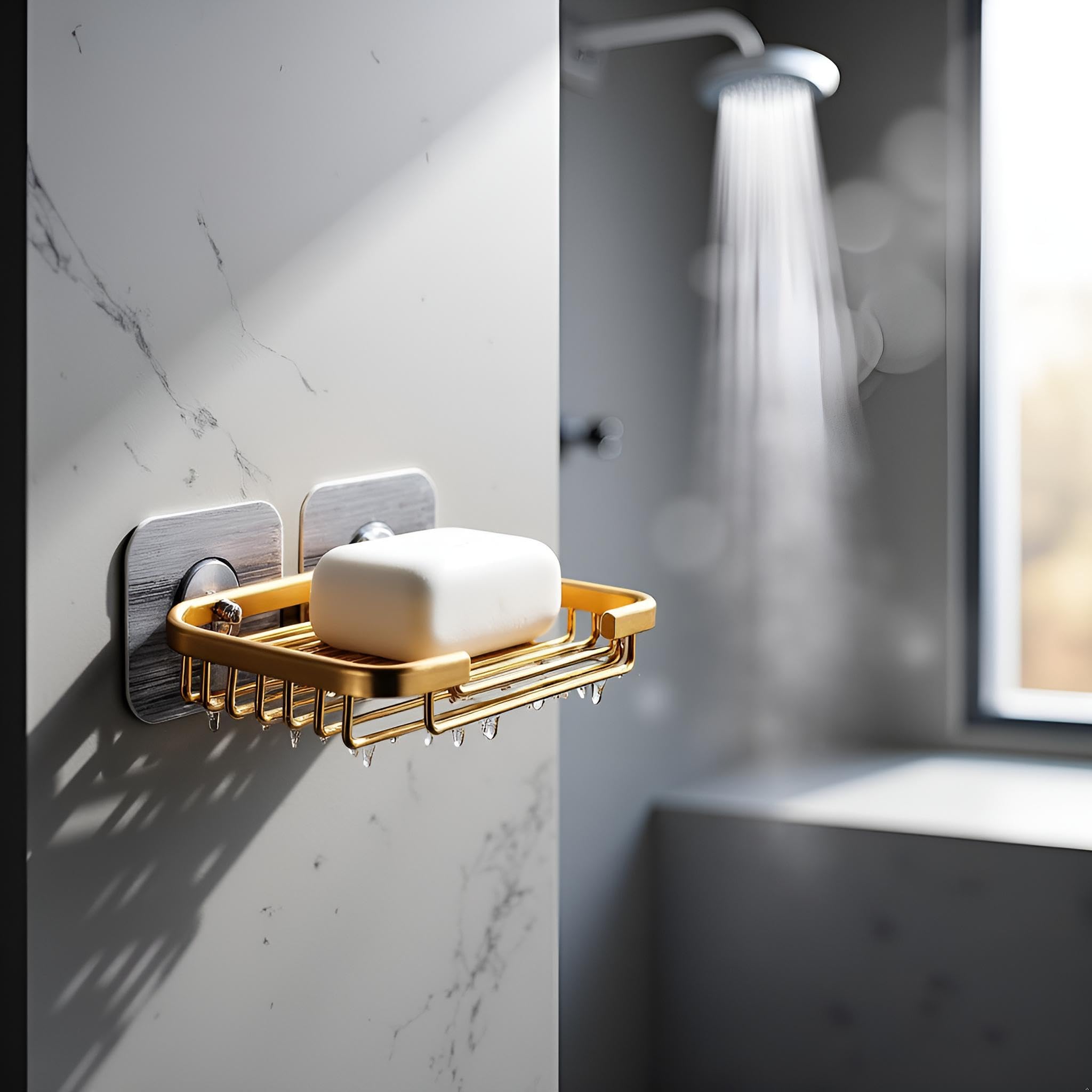 Photo 1 of ***MISSING WALL ASSEMBLY MOUNT PIECE*** 2Pcs Gold Stainless Steel Adhesive Soap Dish,Secure Bar Soap Holder for Shower Wall,Drill Free Soap Holder Storage Rack, Rack Soap Tray Bar for Bathroom and Kitchen Soap Dishes