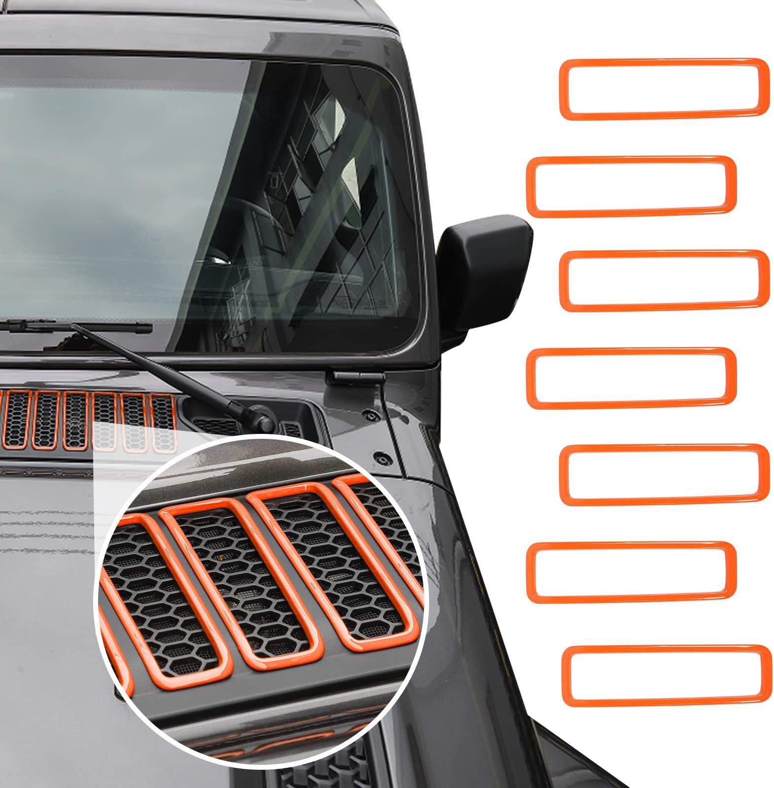 Hood Vent Cover Cowl Panel Vent Cover Trim Fit for 2018-2024 Jeep Wrangler JL JLU & Gladiator JT (Orange)