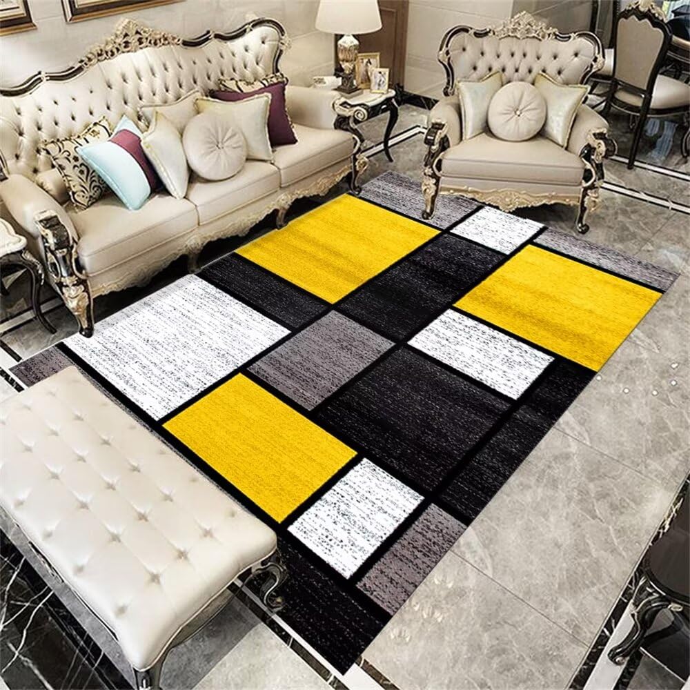Tapis de chambre gris résistant aux taches et facile à laver