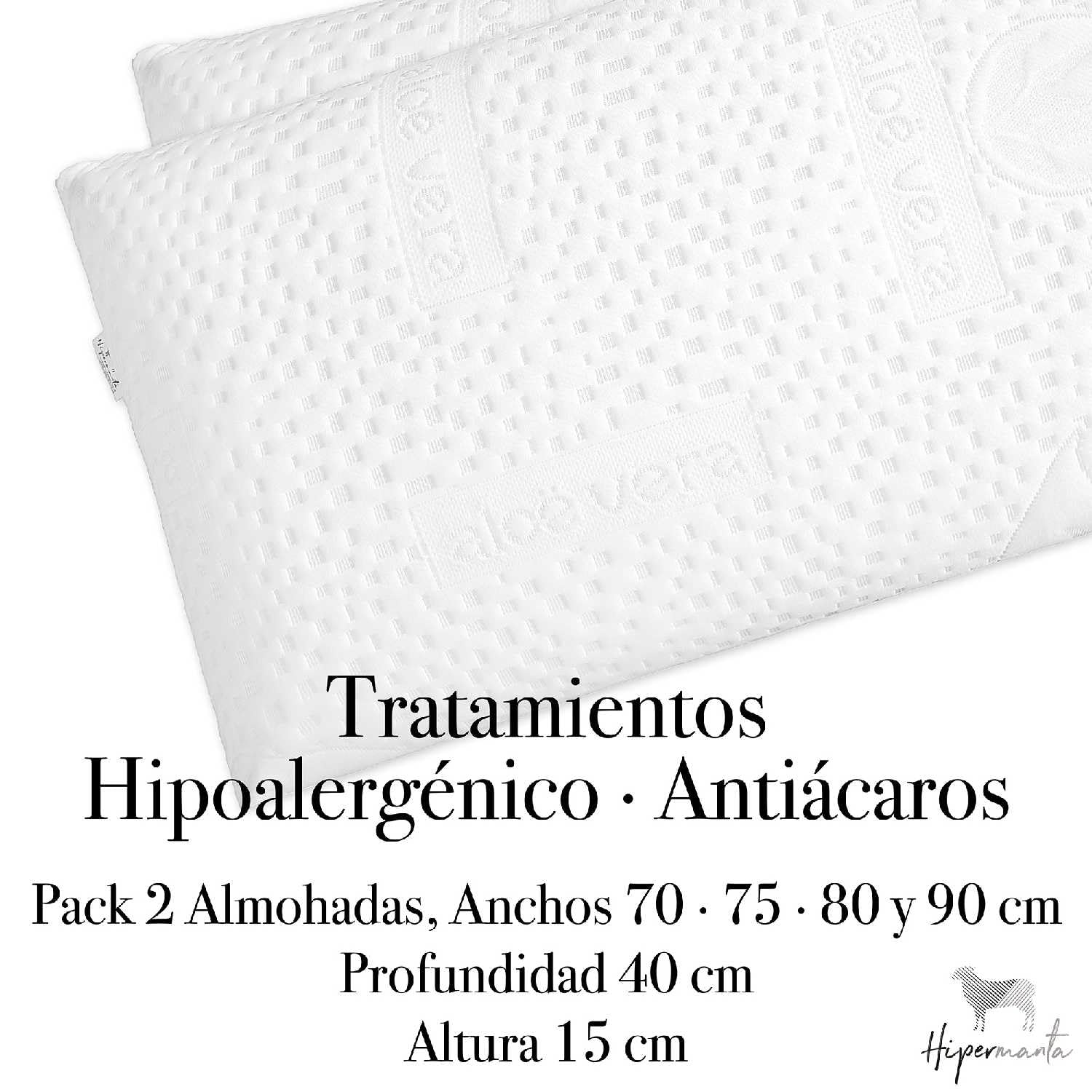Set 2 Almohadas Viscoelasticas 90 cm Compactas con Cremallera. Almohadas Viscoelásticas Cama 180 cm. Funda Lavable. Firmeza Media. Transpirable. Modelo Aloe Vera