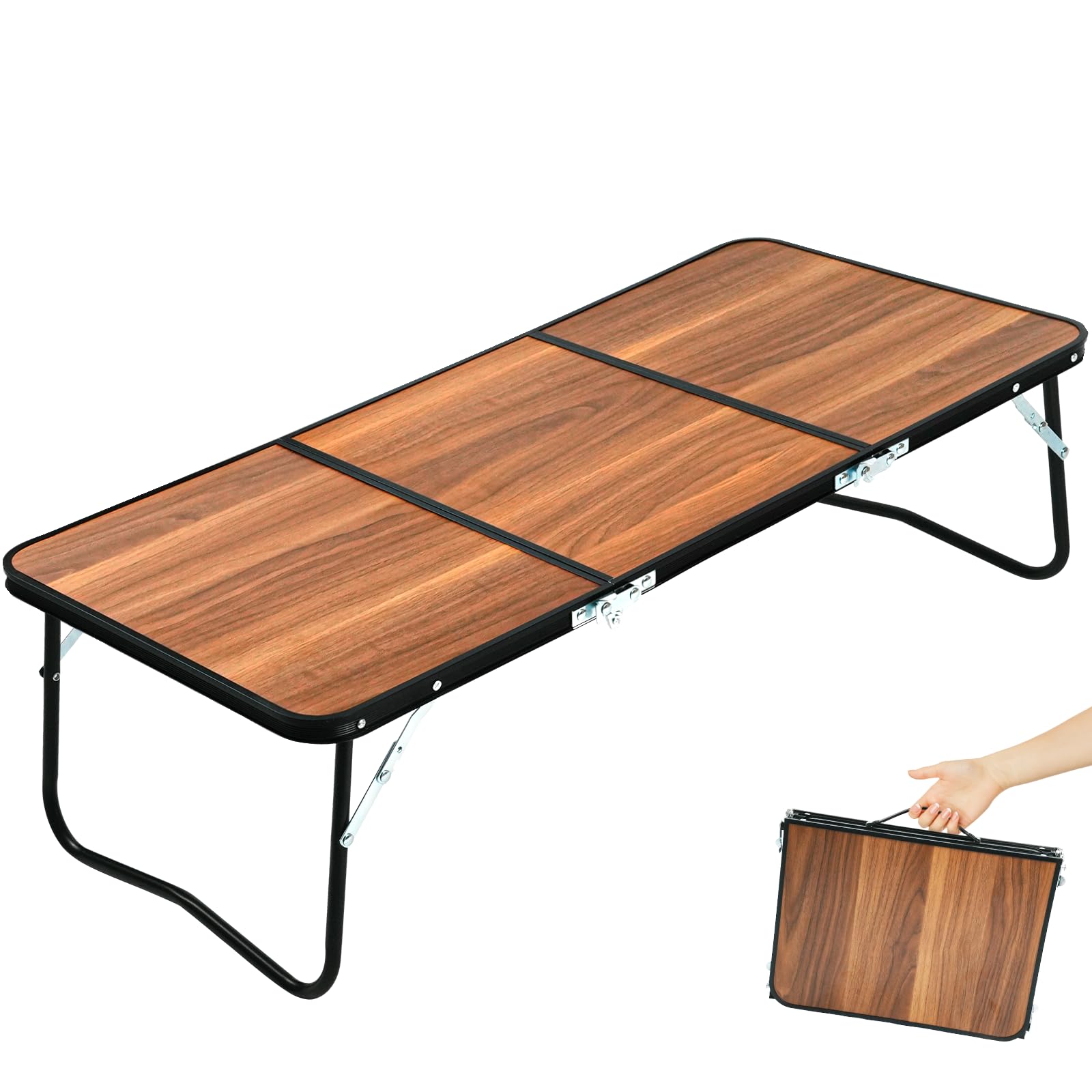 Folding Camping Table, 3FT Portable Picnic Table, Lightweight Camp Tables Portable Foldable, 3 Fold Beach Table with Handle for Outdoor Cooking, BBQ, Camping, Travel, and Party Use