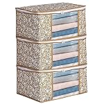 Ai Ankit International Non-Woven Saree Covers With Zip | Set Of 3 Clothes Cover Bags – Storage Organizer For Saree | Shirts | Salwar Suit | Lehenga – Dress Organizer For Wardrobe, 22 Cm, Beige, 32 Cm