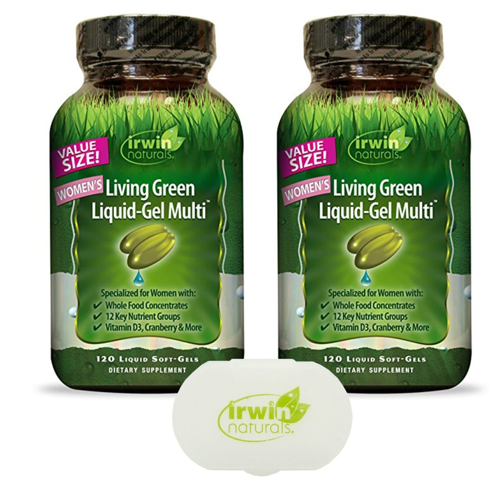Irwin NaturalsWomen's Living Green Liquid-Gel Multi - 120 Liquid Softgels, Pack of 2 - Includes 70 Essential Nutrients, Vitamins & Minerals