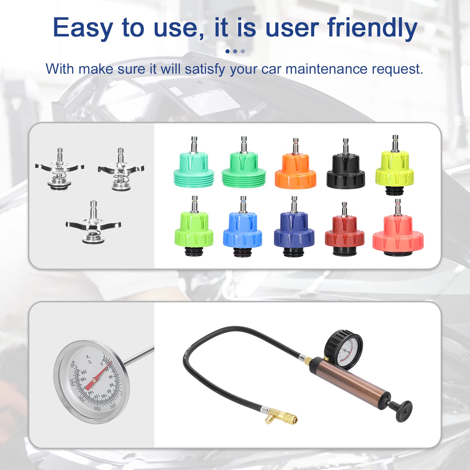 Kit universal de detección fugas en depósitos combustible for automóviles, herramienta detectora for , probador presión agua del radiador, kit herramientas vacío for refrigerante aire acondicionado
