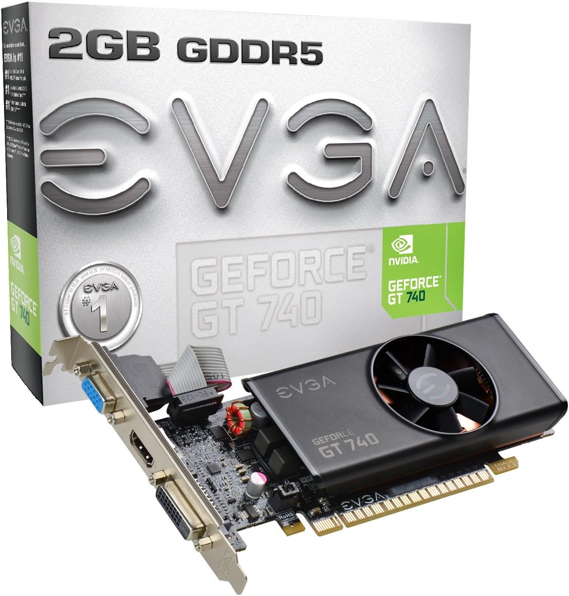 EVGA GeForce GT 740 2GB GDDR5 128bit DVI/HDMI/VGA Low Profile Graphics Cards 02G-P4-3740-KR
